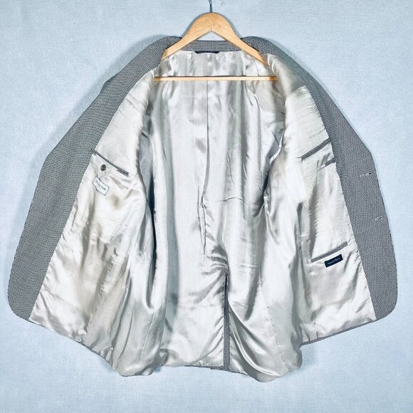 Jack Victor Blazer Mens 46R Gray Wool Union Made Houndstooth Jacket - Picture 6 of 15